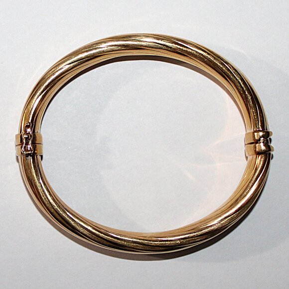 Veronese Gold Tone Sterling Silver Hollow Bangle Bracelet 20 Grams - Picture 5 of 8